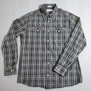Original Penguin by Munsing wear casual button down shirt men's sz L grey plaid